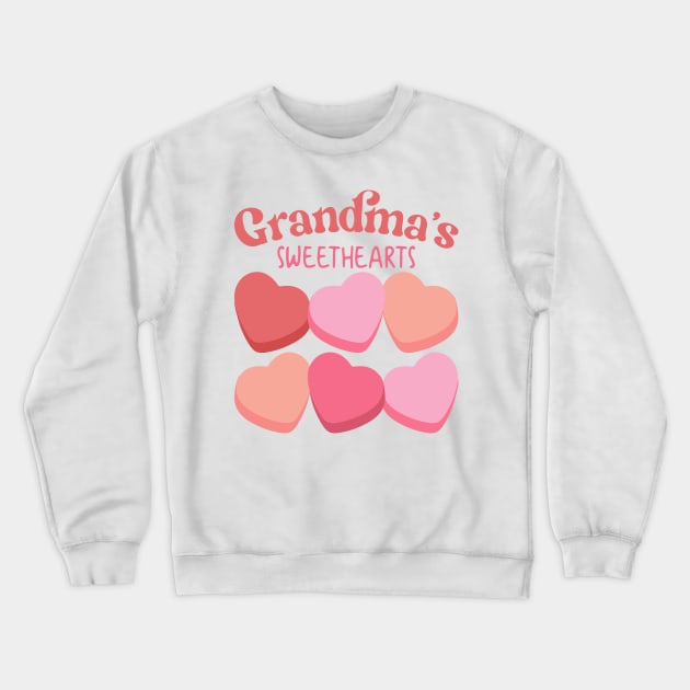 Grandmas Sweethearts Valentines Day Crewneck Sweatshirt by Hobbybox